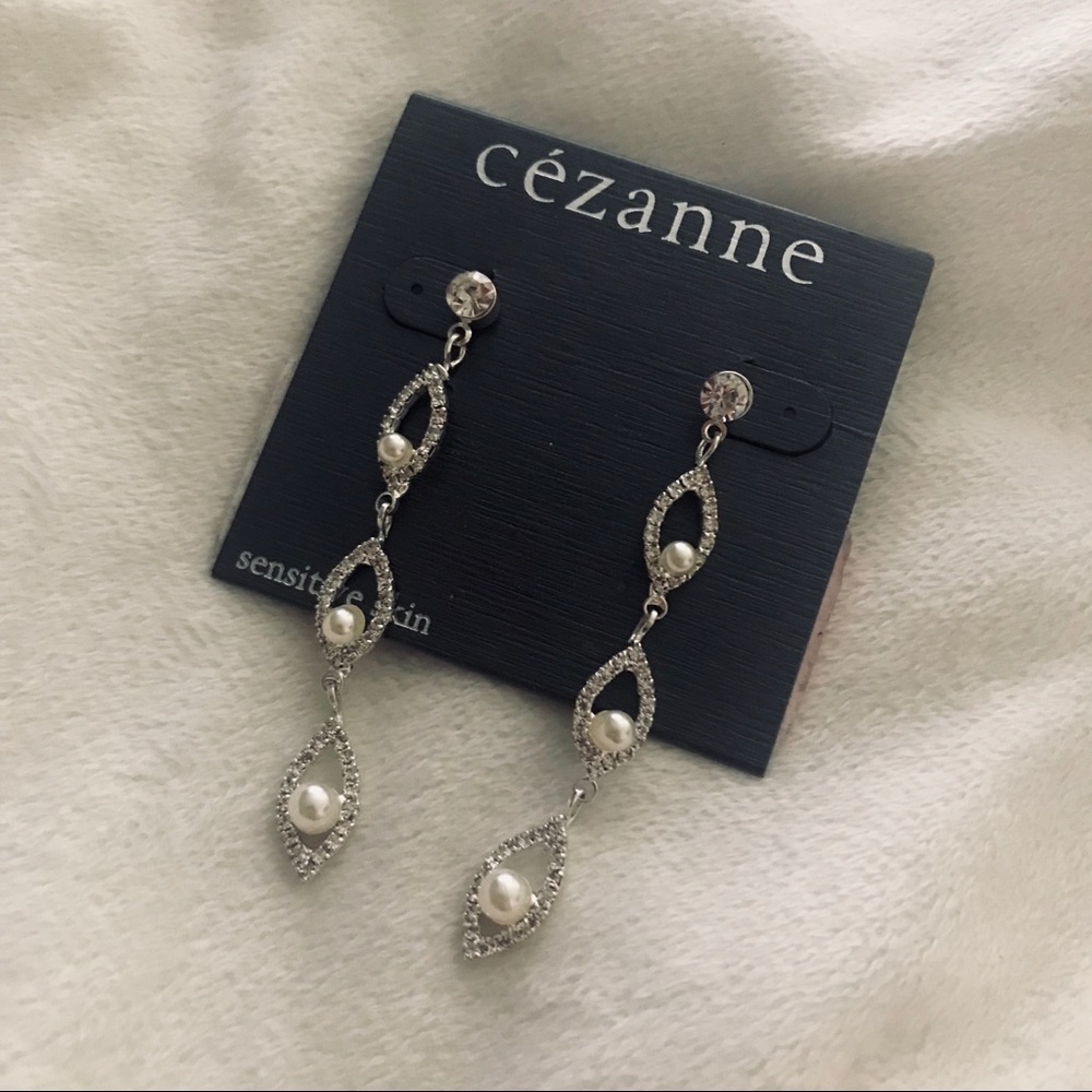 Cézanne Dangly Earrings - Pearls & Diamonds